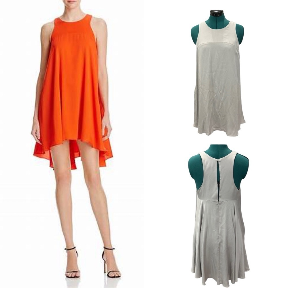 Milly Silk Sleeveless Trapeze Silk/Grey Dress with pockets Size 6